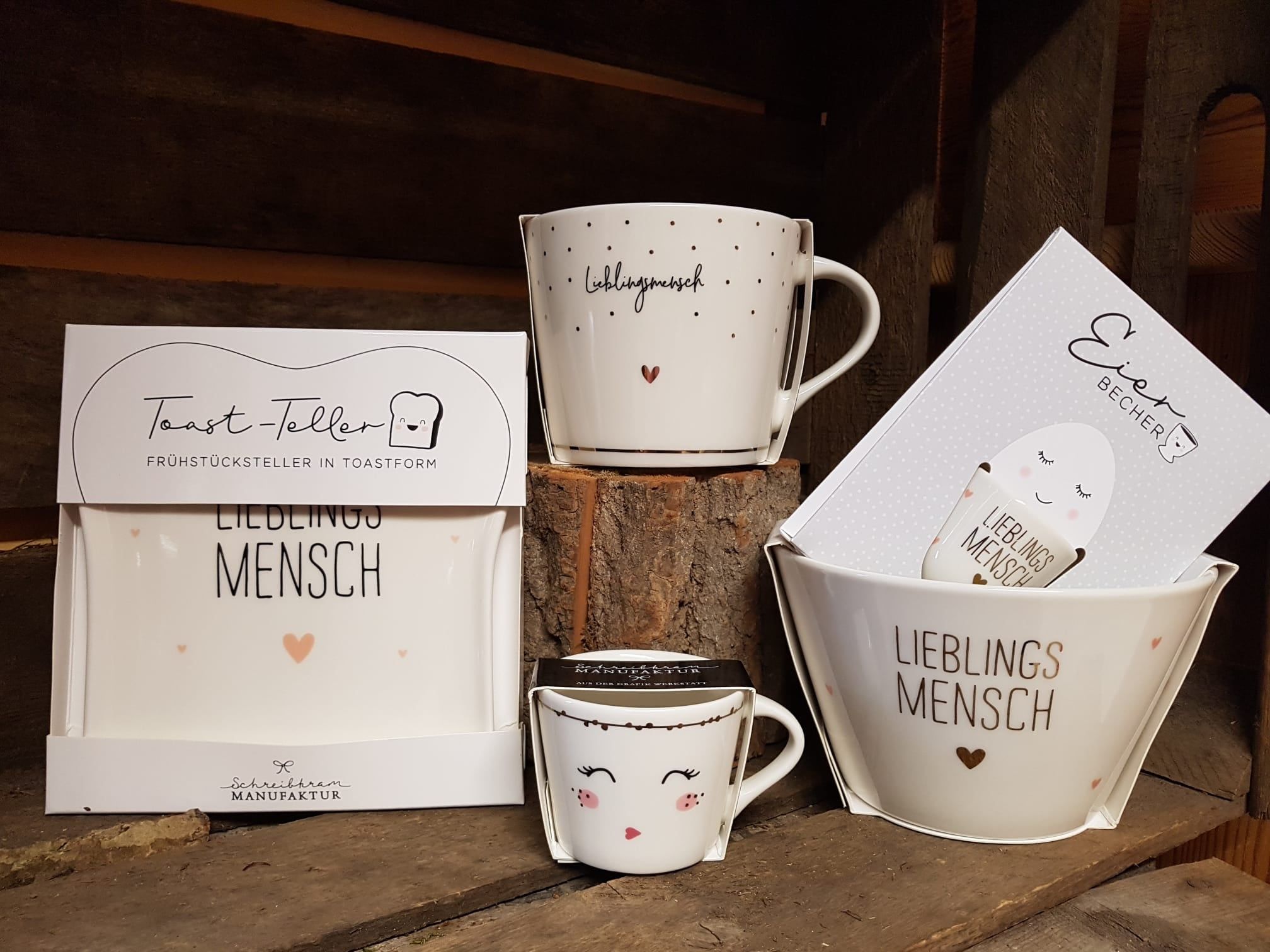 Becher und Schale mit der Aufschrift „Lieblingsmensch“